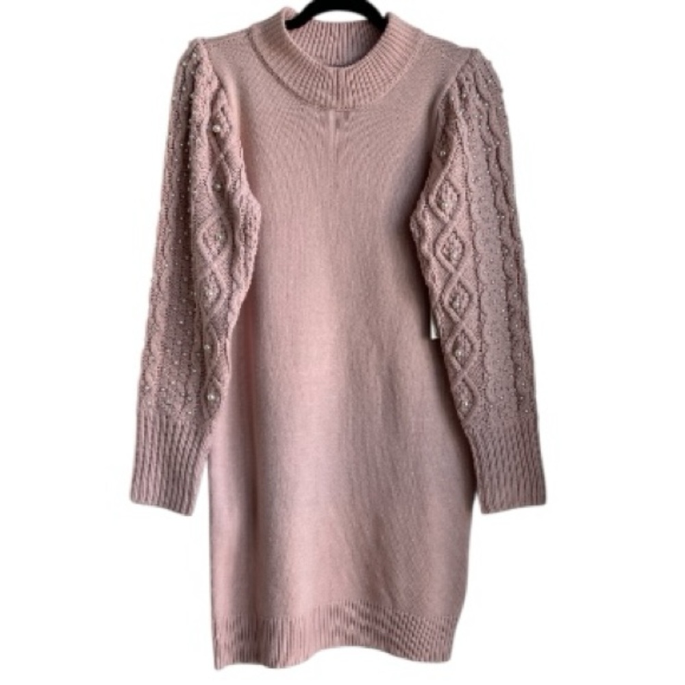 Eliza J Pearl detail Knit sweater dress